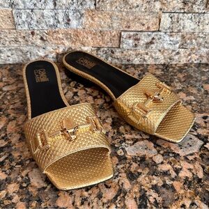 CLASS CAVALLI
Leather Mules In Gold